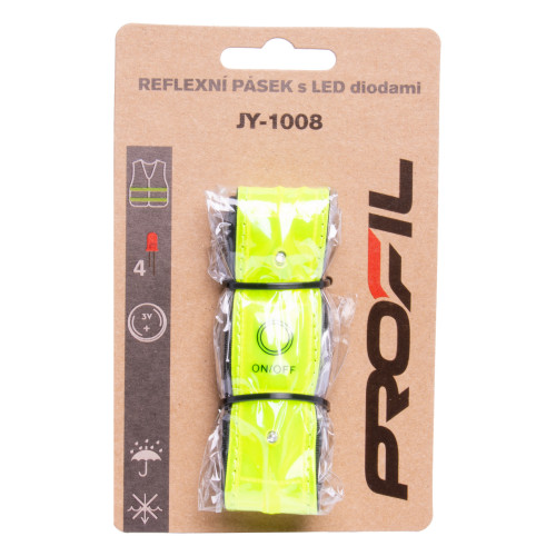 reflexní pásek PROFIL JY-1008, blikací 4x LED žlutý - Image 2